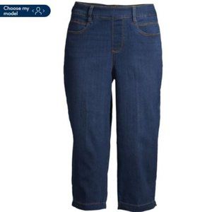 Women's Capri Mid Rise Straight-Leg Relaxed Fit Stretch Small Woven Pull On